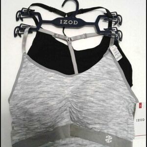 IZOD Bundle of 2 Gray & Black Seamless Comfort Sport Bras Athleisure M
